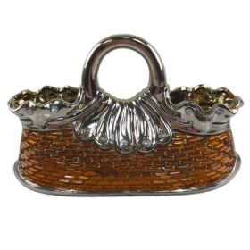 Purse Decorative Ceramic & Glass Flower Vase, 14.5" x 5.5" x 8.5"(H)