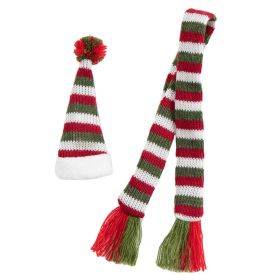 Christmas Knitted Wool Scarf Hat Wine Bottle Cover Suit