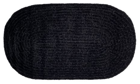 Chenille Solid Collection (Color: BlackBlack, size: 22" x 40" Oval)