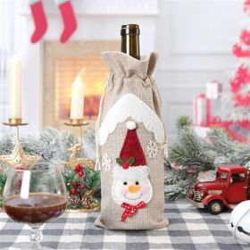 Christmas Decoration Supplies Linen Bottle Cover (Option: Christmas Snowman)