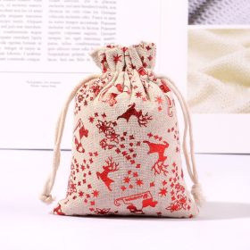 Cotton And Linen Bronzing Gift Bag Christmas Drawstring Bag (Option: Red Sled Santa Claus 10x14CM)