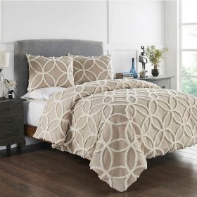 Tufted Wedding Ring Comforter (Color: Taupe/IvoryTaupe/Ivory, size: King Comforter Set)