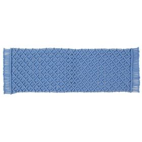 Macrame Solid Collection (Color: BlueBlue, size: 13" x 36" Rectangle)