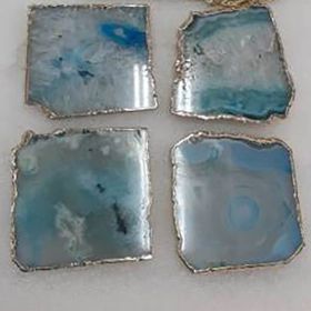 Agate Collection (Color: Blue Dyed QuartzBlue Dyed Quartz, size: 4" x 4" (Set of 4))
