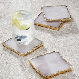 Agate Collection (Color: White QuartzWhite Quartz, size: 4" x 4" (Set of 4))