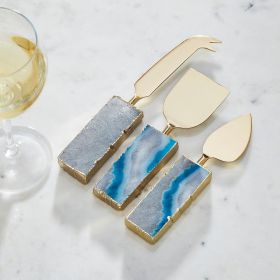 Agate Collection (Color: Blue Dyed QuartzBlue Dyed Quartz, size: Fork - 8.25" | Knife - 7.1" | Spade - 7")