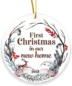 2023 Christmas Round Wooden Plaque Hanging Decoration Cross-border Christmas Hanging Decoration Souvenir (Option: Doublesided4)